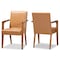 Baxton Studio Andrea Mid-Century Modern Tan Faux Leather and Walnut Brown Finished Wood 2-Piece Armchair Set 182-11401-Zoro - alternate 1